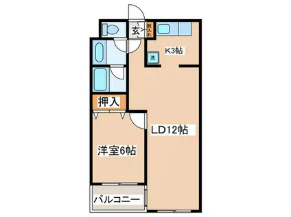 オークヴィラ(1LDK/1階)の間取り写真