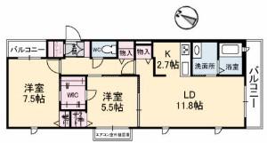 リアンファミリア五日市駅前(2LDK/3階)の間取り写真