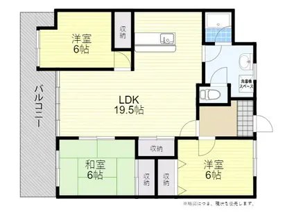 おかたマンション(3LDK/7階)の間取り写真