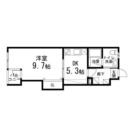 ゾンネモント子平町(1DK/3階)の間取り写真