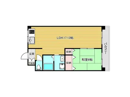 サンライズ高槻(1LDK/3階)の間取り写真