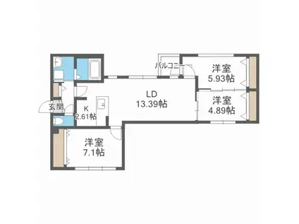 CITY PREMIER北6条 シティプレミア北6条(3LDK/3階)の間取り写真