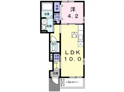 サニーヒルズ コート(1LDK/1階)の間取り写真