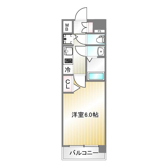 ララプレイス神戸西元町(1K/2階)の間取り写真