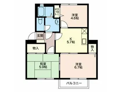 フェリックス・シュタットS(3K/2階)の間取り写真