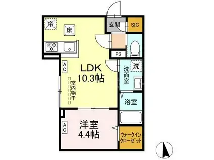 セレスティア東向島(1LDK/1階)の間取り写真