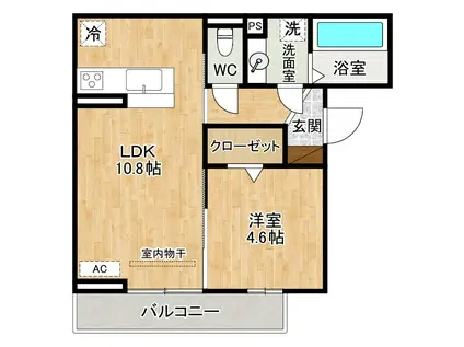 D-ROOM中原西(1LDK/2階)の間取り写真