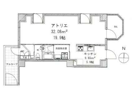 モンテヴェルデ神楽坂弐番館(1LDK/6階)の間取り写真