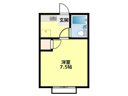 レインボー丸根(1K/1階)の間取り写真