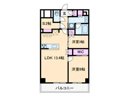 ヴェール・クレール武蔵小杉(2SLDK/4階)の間取り写真