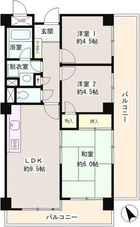 パステル中野 5階階 間取り