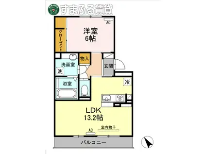 セジュール大山(1LDK/3階)の間取り写真