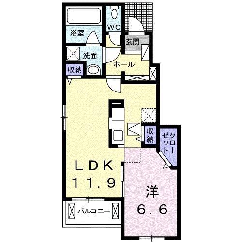 シリウス29 I(1LDK/1階)の間取り写真