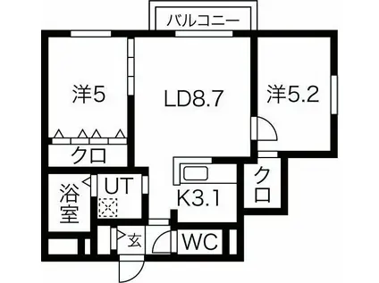 ENCORE北27条(2LDK/4階)の間取り写真