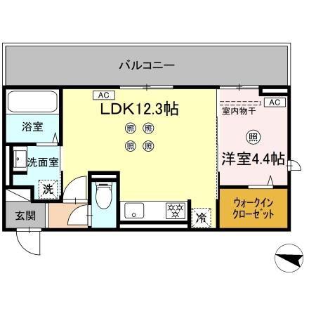 TORISIA飛田(1LDK/2階)の間取り写真