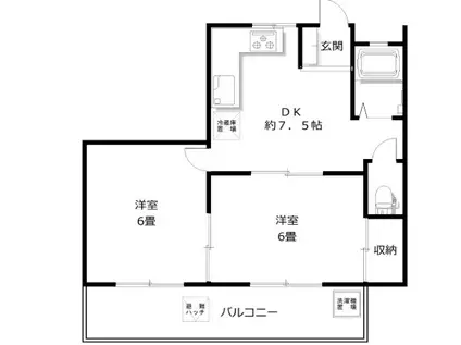 サン・シャトー王子(2DK/4階)の間取り写真