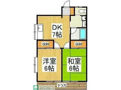 パークハイム(2DK/2階)の間取り写真