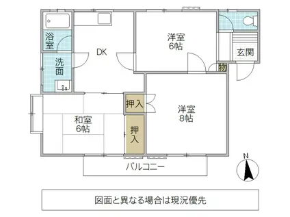 コーポルークワットA(3DK/2階)の間取り写真