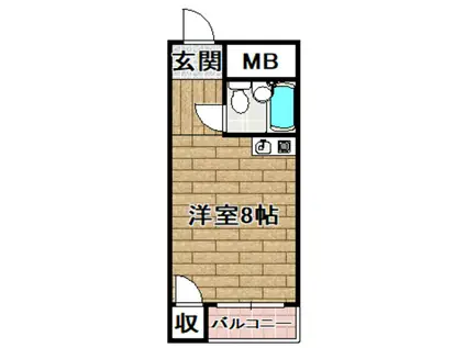 フォンティーヌ高槻I(1K/1階)の間取り写真