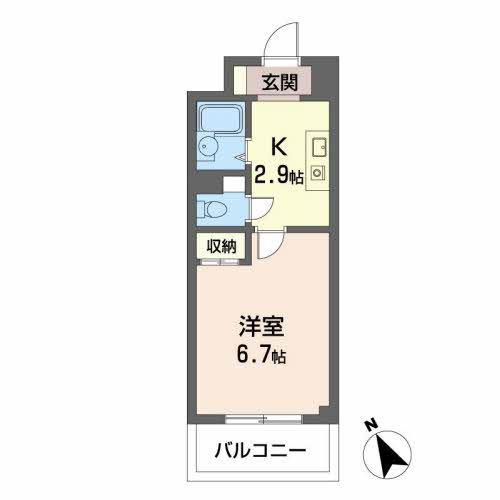 グレイスフローラ富雄(1K/3階)の間取り写真