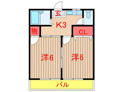 コンフィデンス江口(2K/3階)の間取り写真