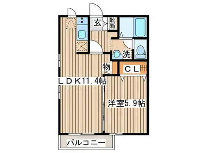 セレスティン宮町(1LDK/1階)の間取り写真