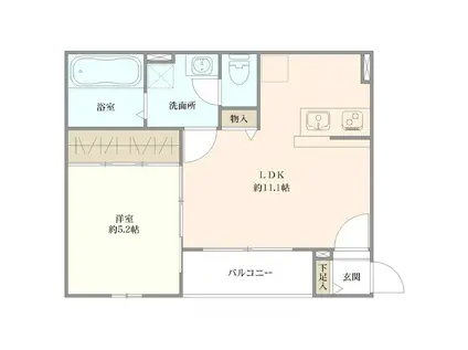 BUENA女池レジデンス(1LDK/1階)の間取り写真