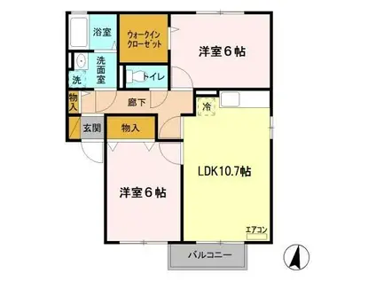 グリーンコート弐番館(2LDK/1階)の間取り写真