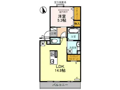 カーサ ルミノサ ドゥーエ(1LDK/1階)の間取り写真
