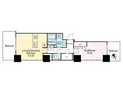 ローレルタワールネ浜松町(1LDK/4階)の間取り写真