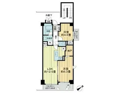 シャンノール清澄公園(2LDK/2階)の間取り写真