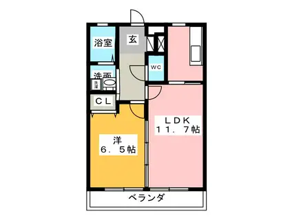 スカイヒルズ柳島(1LDK/1階)の間取り写真