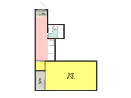 熊本市中央区白山2丁目(1K/4階)の間取り写真