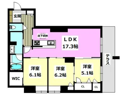 シャーメゾン ソルコート 上中条(3LDK/1階)の間取り写真