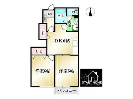 ラス・ティック(2DK/1階)の間取り写真