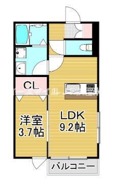 アシスト久留米西町(1LDK/3階)の間取り写真
