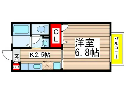 シャトーN(1K/1階)の間取り写真