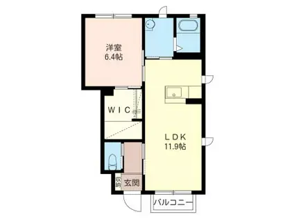 メゾン・ラカージュ V棟(1LDK/1階)の間取り写真