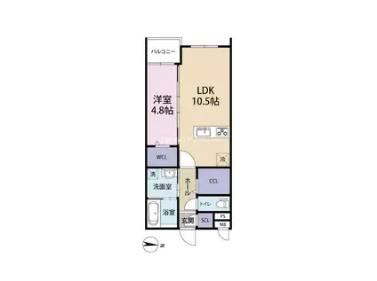 MON665(1SLDK/1階)の間取り写真