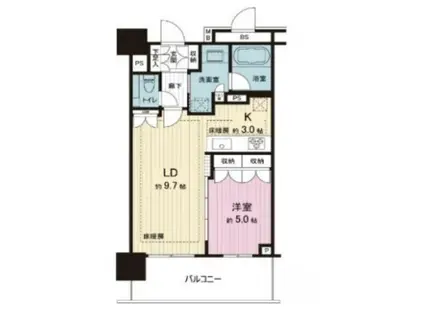 ブランズタワー豊洲(1LDK/33階)の間取り写真