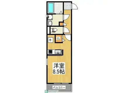 ルネスガーデン(ワンルーム/1階)の間取り写真