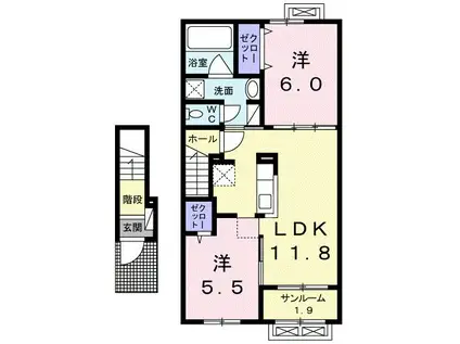 タカオカ・シュロス(2LDK/2階)の間取り写真