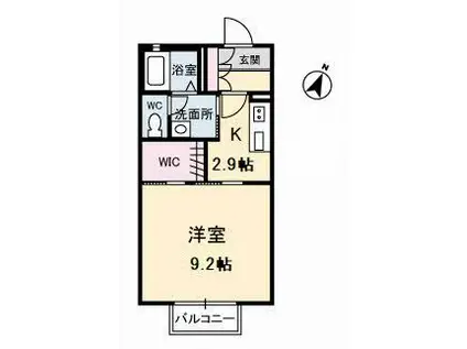 シャーメゾンATTENDER II(1K/2階)の間取り写真