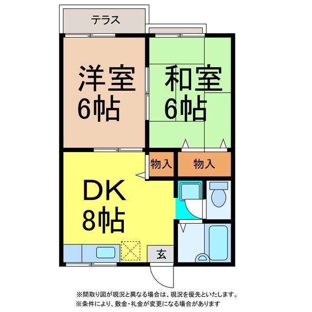 クレストール飯岡(2DK/1階)の間取り写真
