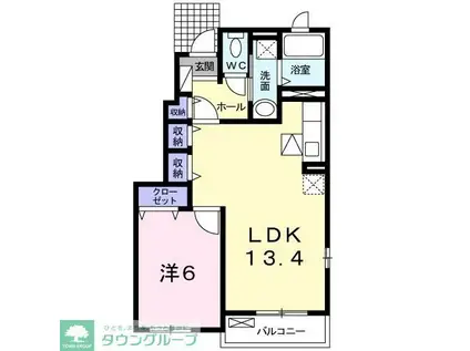 ダイヤモンド リリナB棟(1LDK/1階)の間取り写真