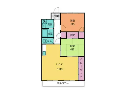グランドール高城 C(2LDK/3階)の間取り写真