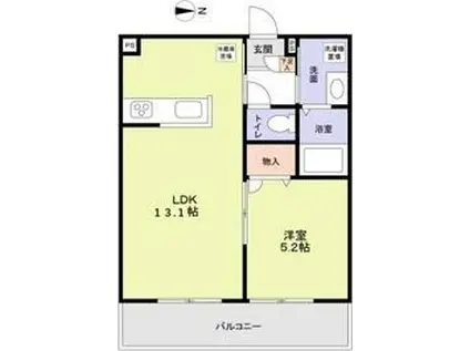 メゾンK(1LDK/3階)の間取り写真