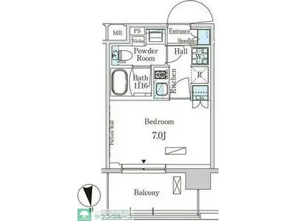 パークアクシス柏(1K/6階)の間取り写真