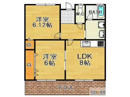 シャン・ドゥ・オルキデ(2LDK/1階)の間取り写真