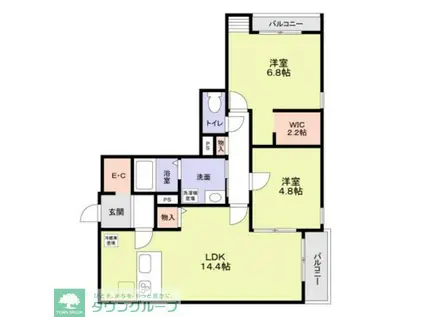 ヒンメルブラウ 野方(2LDK/1階)の間取り写真